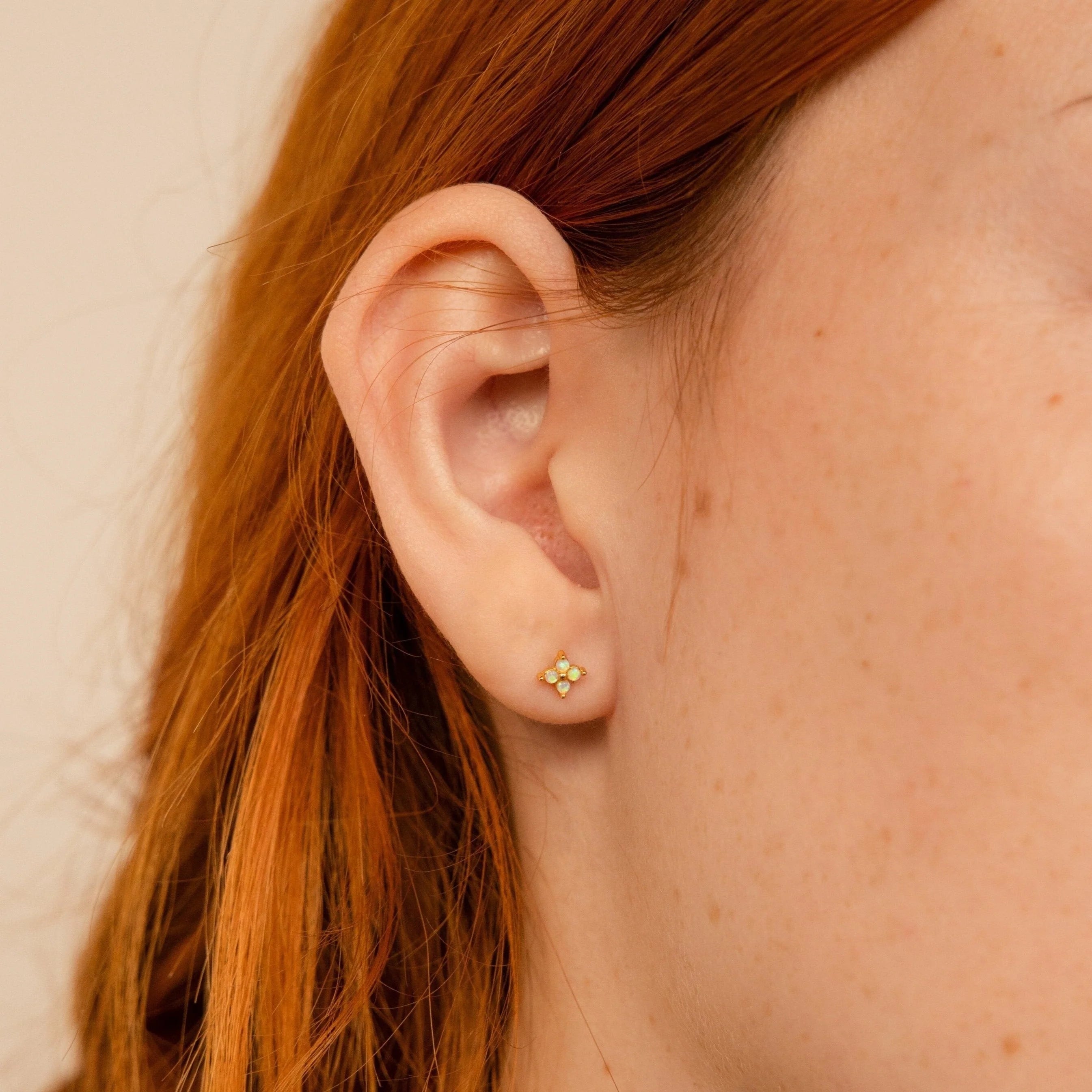 Dainty Opal Stud Earrings Set Silver 18K Gold Plated