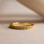 Art Deco Birthstone Eternity Ring Silver 18K Gold Plated