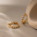Mini Diamond Huggies Silver 18K Gold Plated