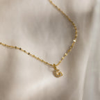Dainty Pave Letter Necklace Silver 18K Gold Plated