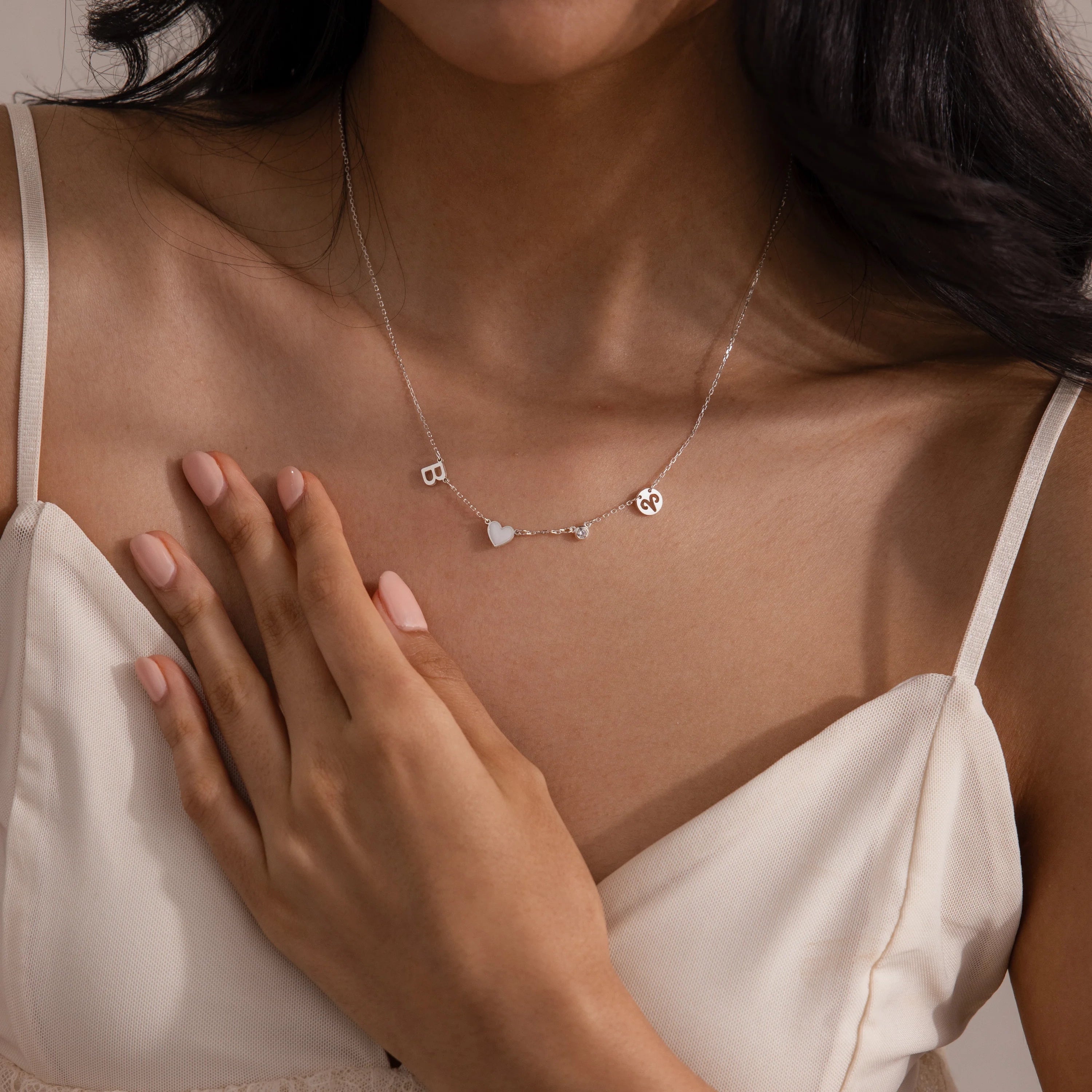 Dainty Space Charm Necklace Silver 18K Gold Plated