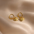 Puff Heart Charm Huggies Silver 18K Gold Plated
