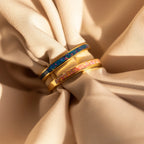 Opal Inlay Rings Set Silver 18K Gold Plated