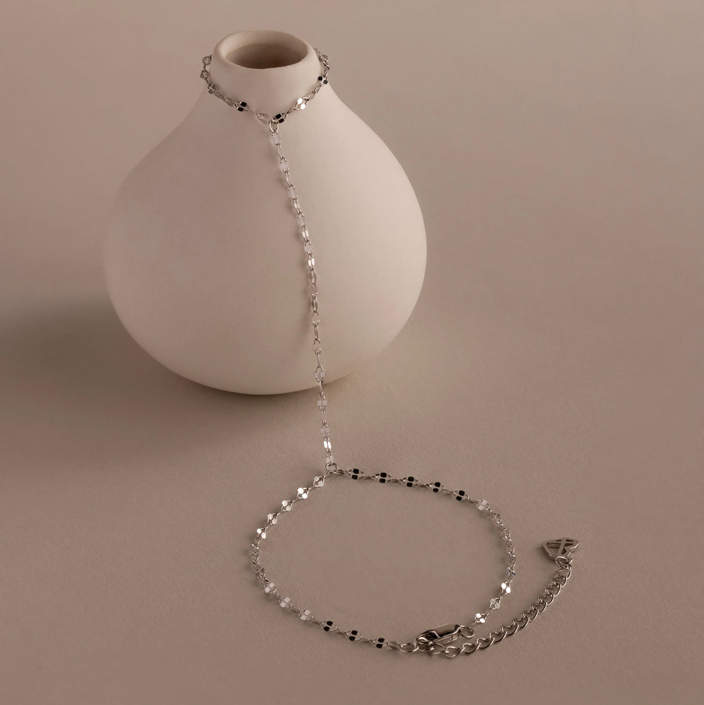 Sparkle Hand Chain Bracelet Silver 18K Gold Plated