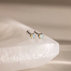Opal Flatback Studs Silver 18K Gold Plated