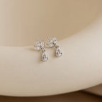 Marquise Diamond Drop Studs Silver 18K Gold Plated