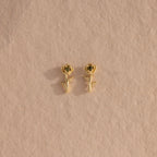 Birth Flower Stud Earrings Silver 18K Gold Plated
