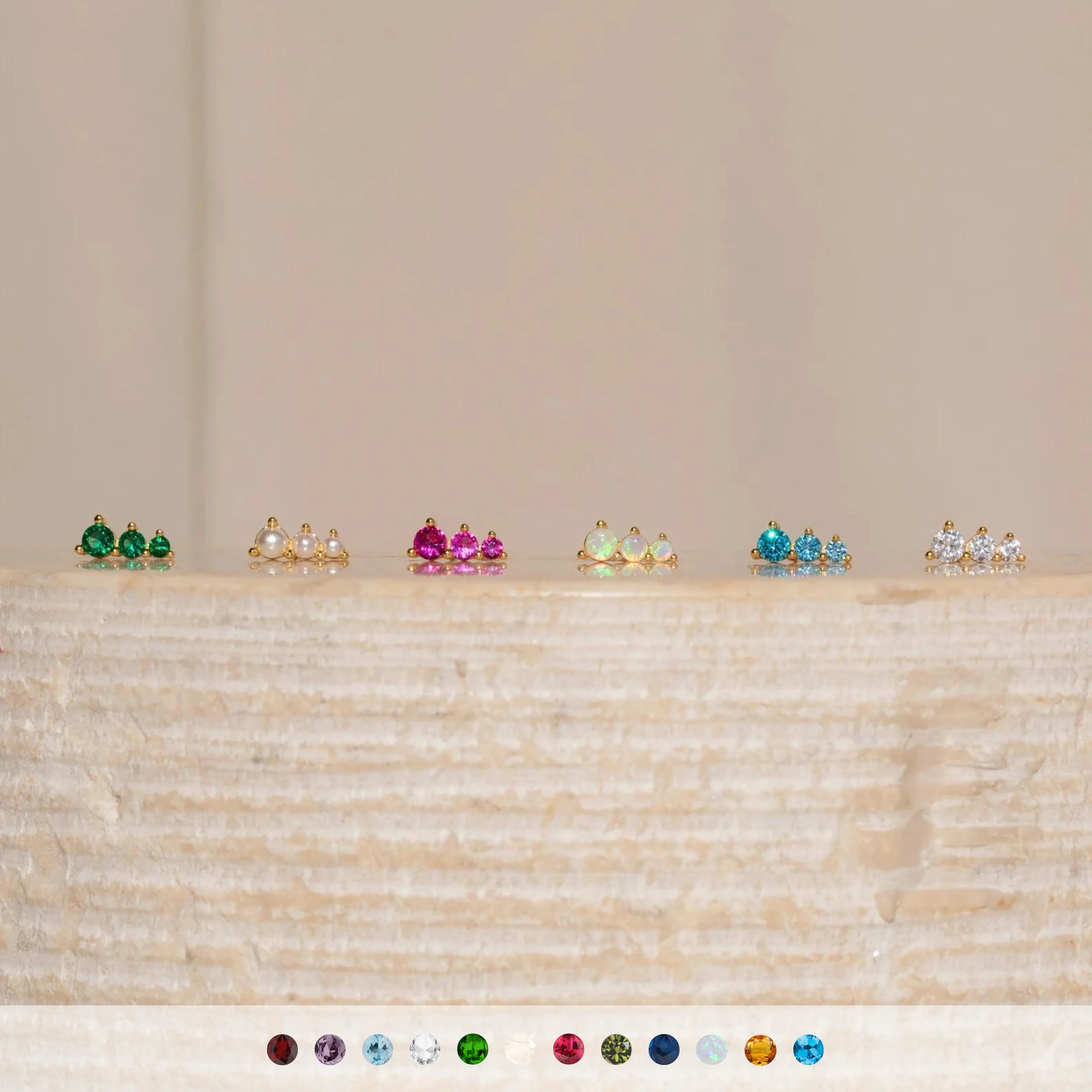 Birthstone Bar Stud Earrings