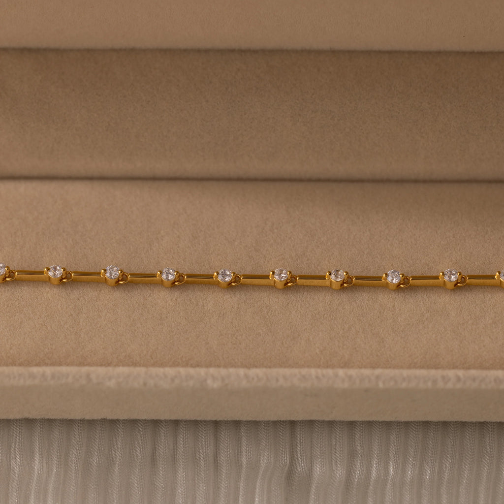 Sprinkle Diamond Tennis Bracelet Silver 18K Gold Plated