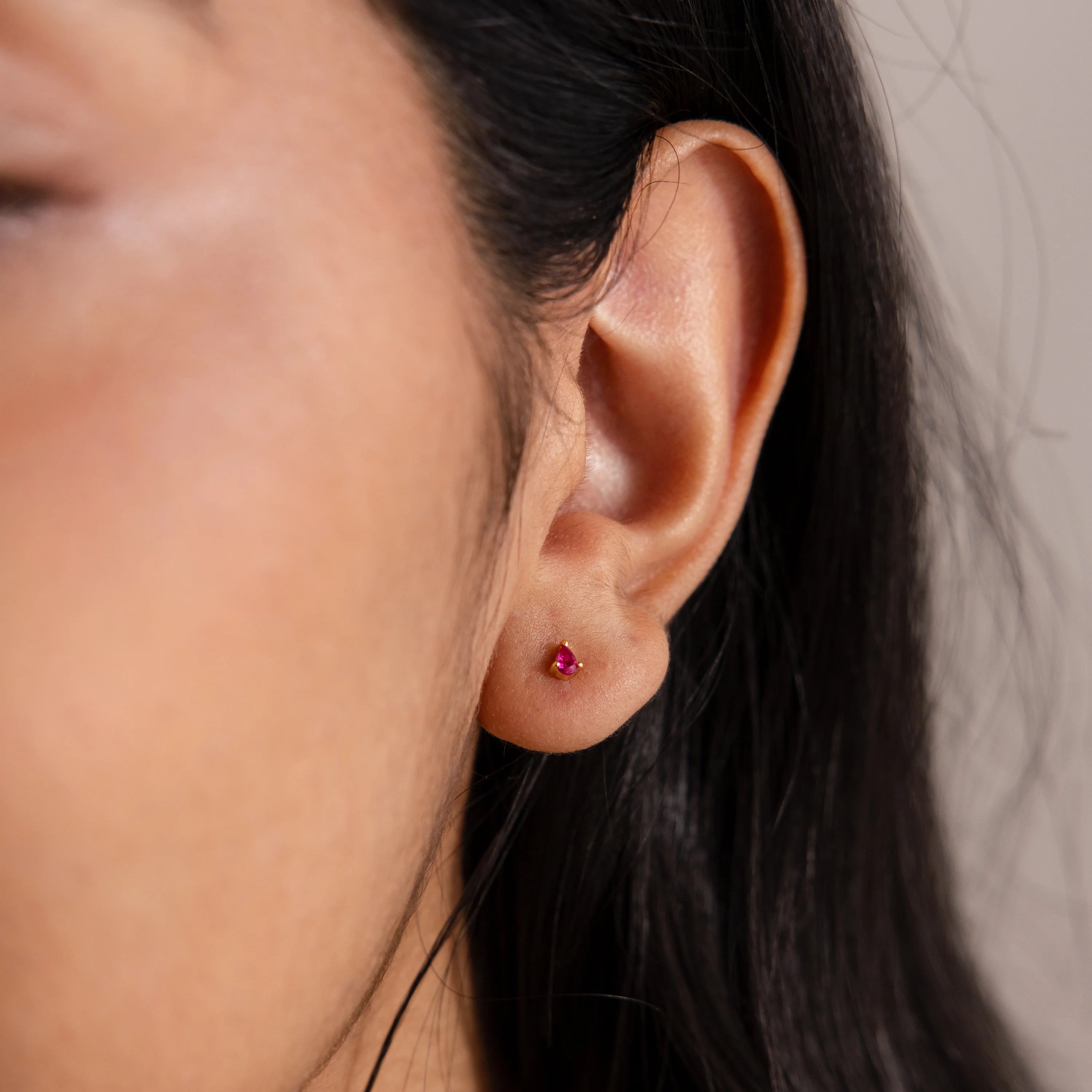 Teardrop Diamond Flat Back Studs Silver 18K Gold Plated