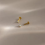 Opal Teardrop Flatback Studs Silver 18K Gold Plated