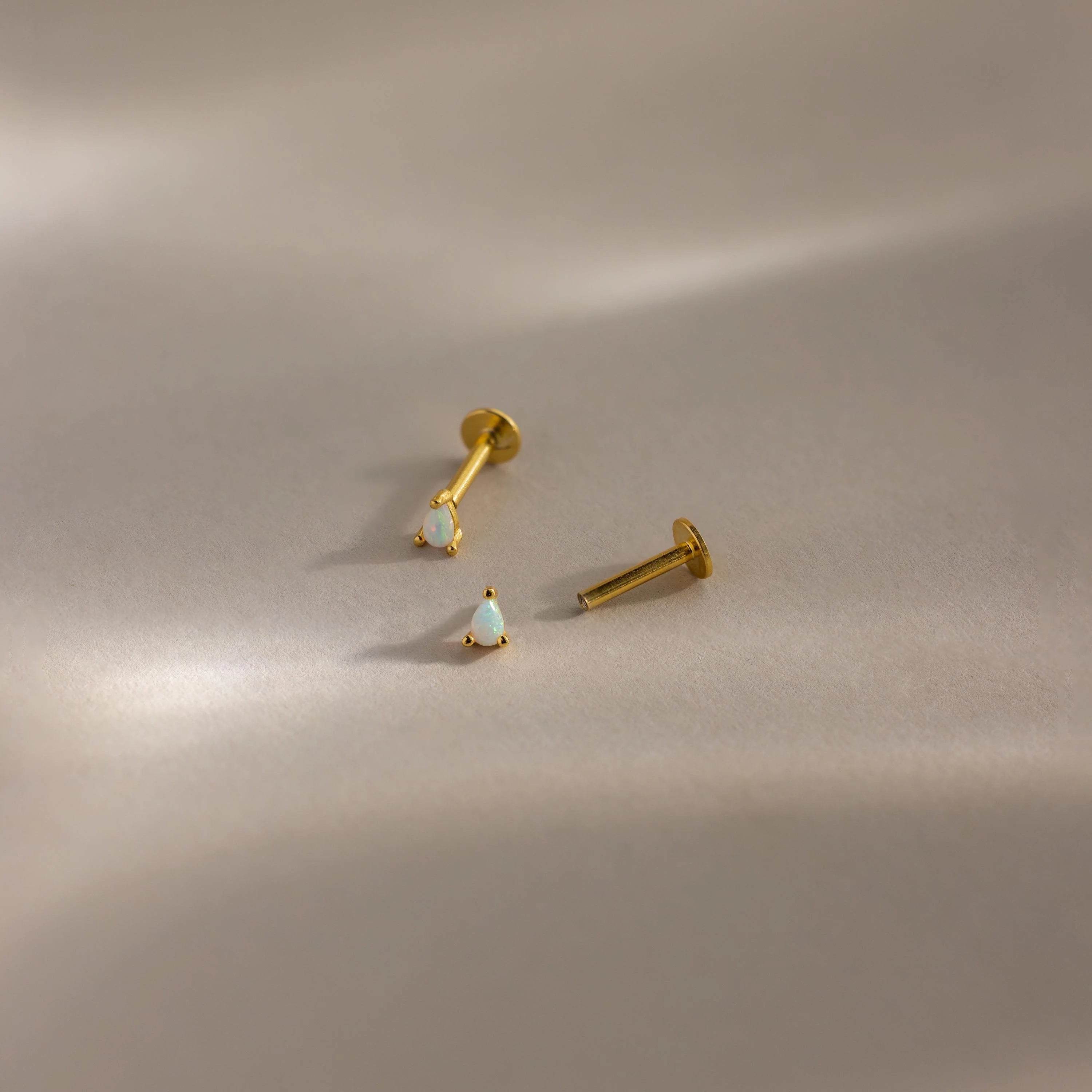 Opal Teardrop Flatback Studs Silver 18K Gold Plated