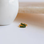 Pave Emerald Huggies Silver 18K Gold Plated