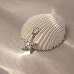 Diamond Pave Starfish Charm Silver 18K Gold Plated