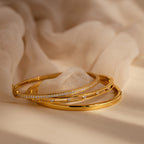 Diamond Tennis Bangle Silver 18K Gold Plated