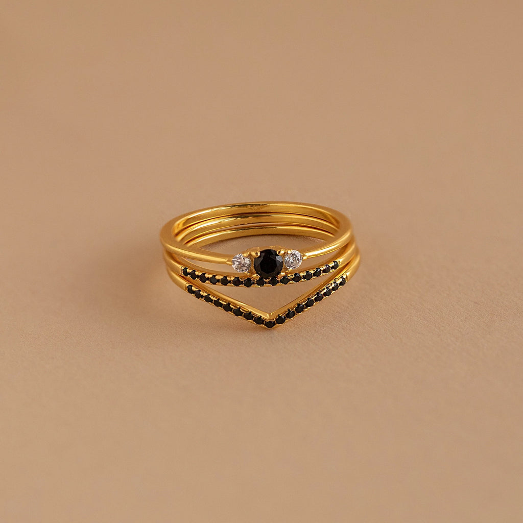 Set of 3 Black Diamond Rings Collection