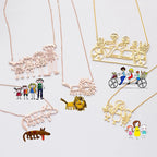 Kids Drawing Necklace Silver 18K Gold Plated