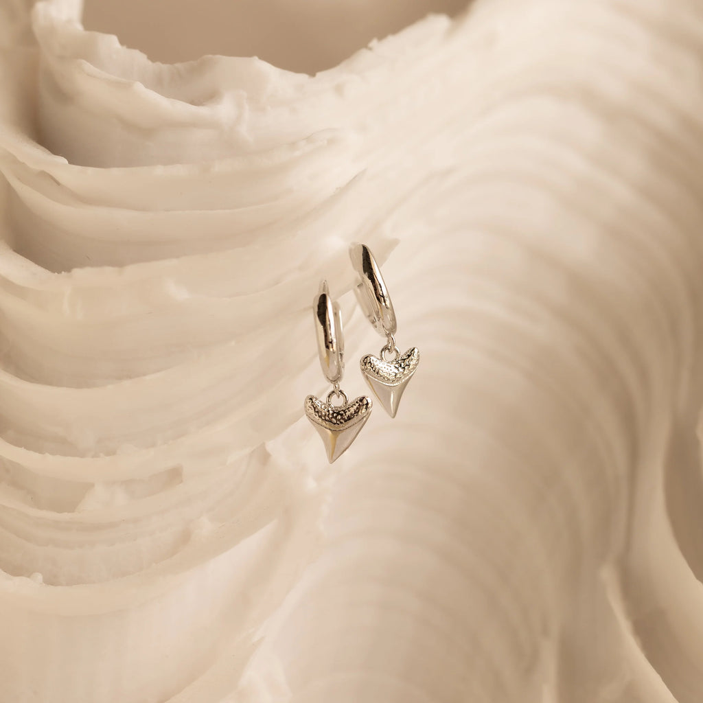 Shark Tooth Huggies Silver 18K Gold Plated