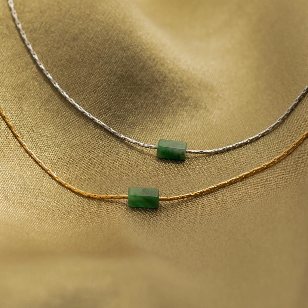 Jade Bar Jewelry Set Silver 18K Gold Plated
