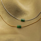 Jade Bar Jewelry Set Silver 18K Gold Plated