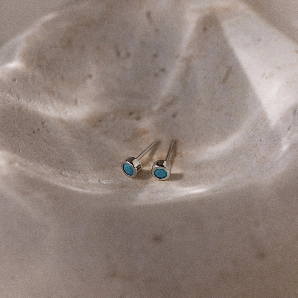 Ariel Turquoise Studs Silver 18K Gold Plated