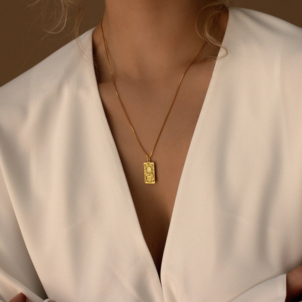Tarot Box Chain Necklace Silver 18K Gold Plated