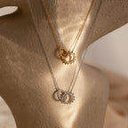 Sun & Moon Eternity Necklace Silver 18K Gold Plated