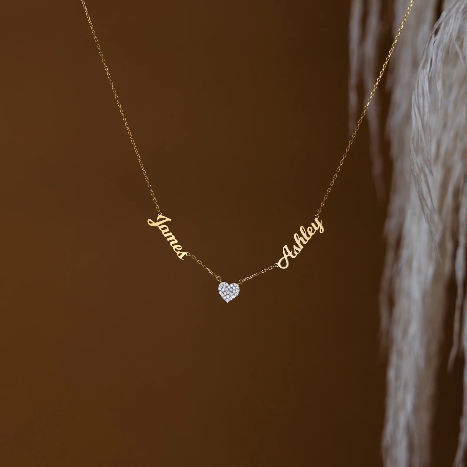 Mellow Name Heart Necklace Silver 18K Gold Plated
