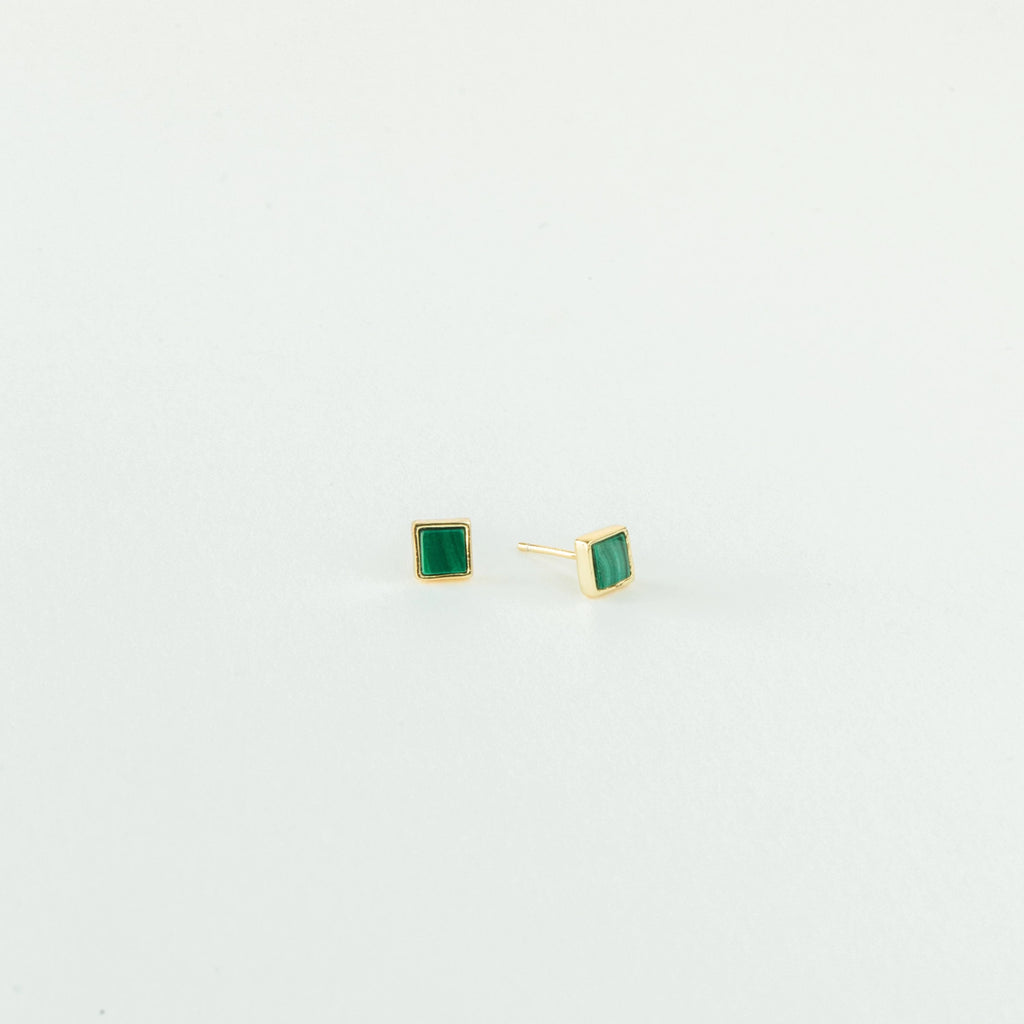 Malachite Studs  Silver 18K Gold Plated