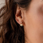 Diamond Bow Drop Studs Silver 18K Gold Plated