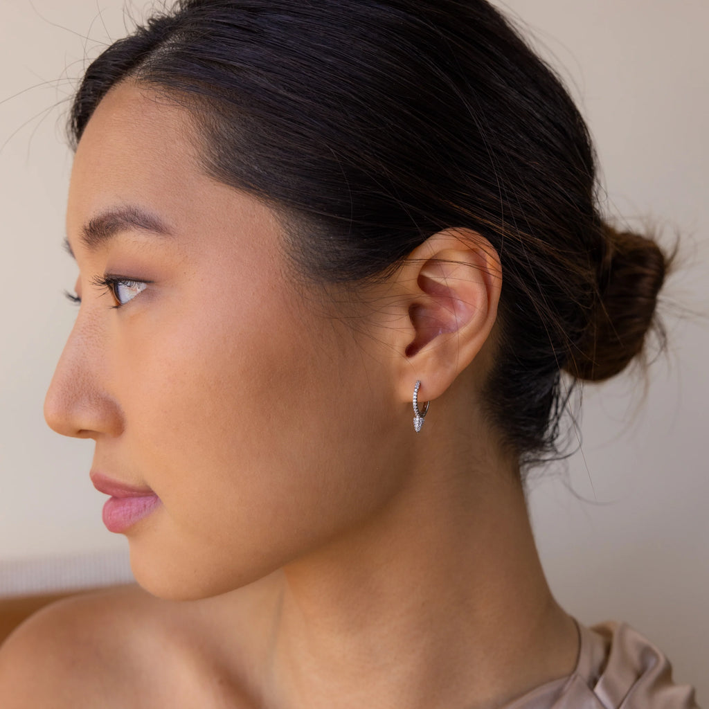 Diamond Pave Spike Huggies Silver 18K Gold Plated