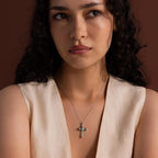 Jade Cross Necklace Silver 18K Gold Plated