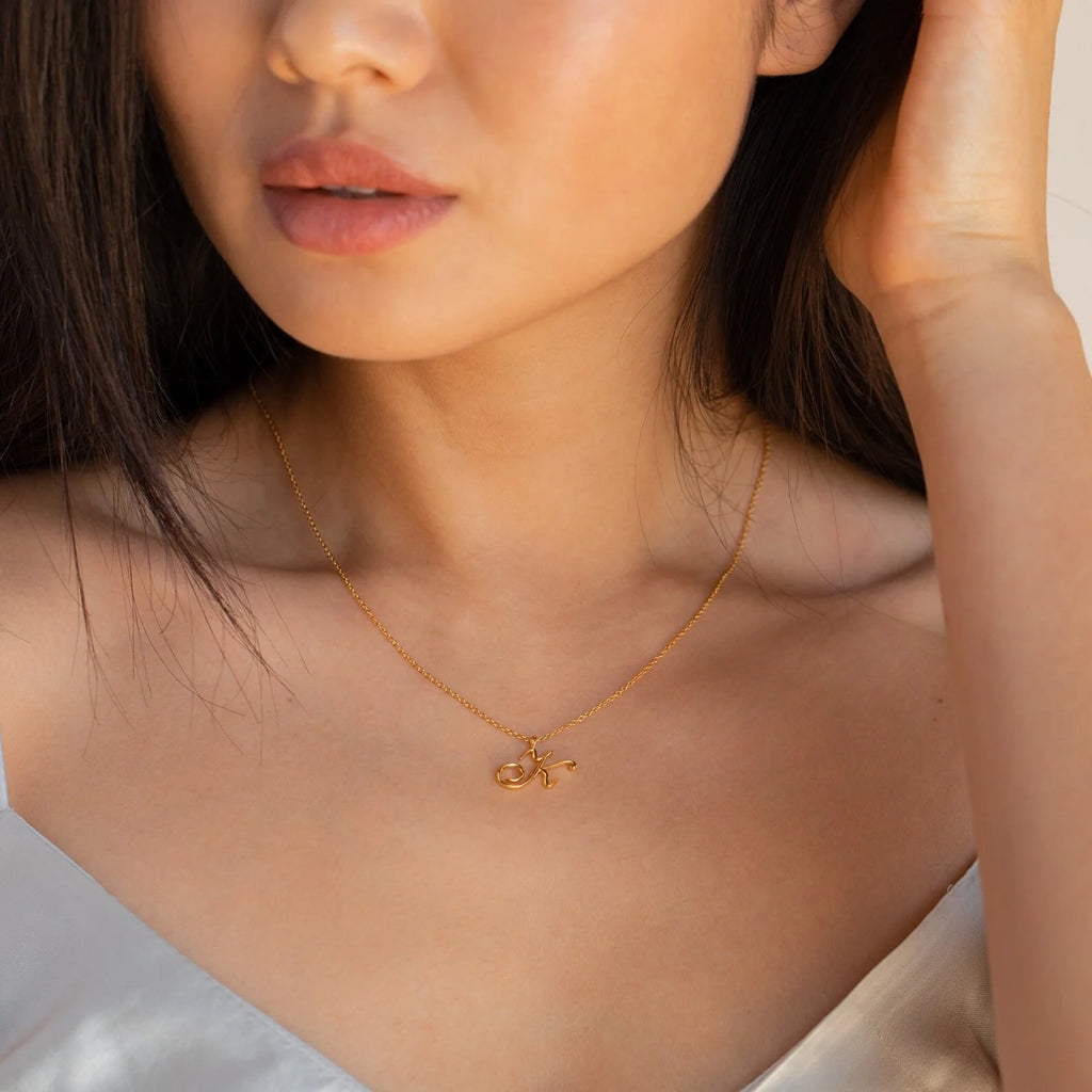 Davina Letter Necklace Silver 18K Gold Plated