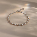 Eternity Pearl Links Anklet Silver 18K Gold Plated