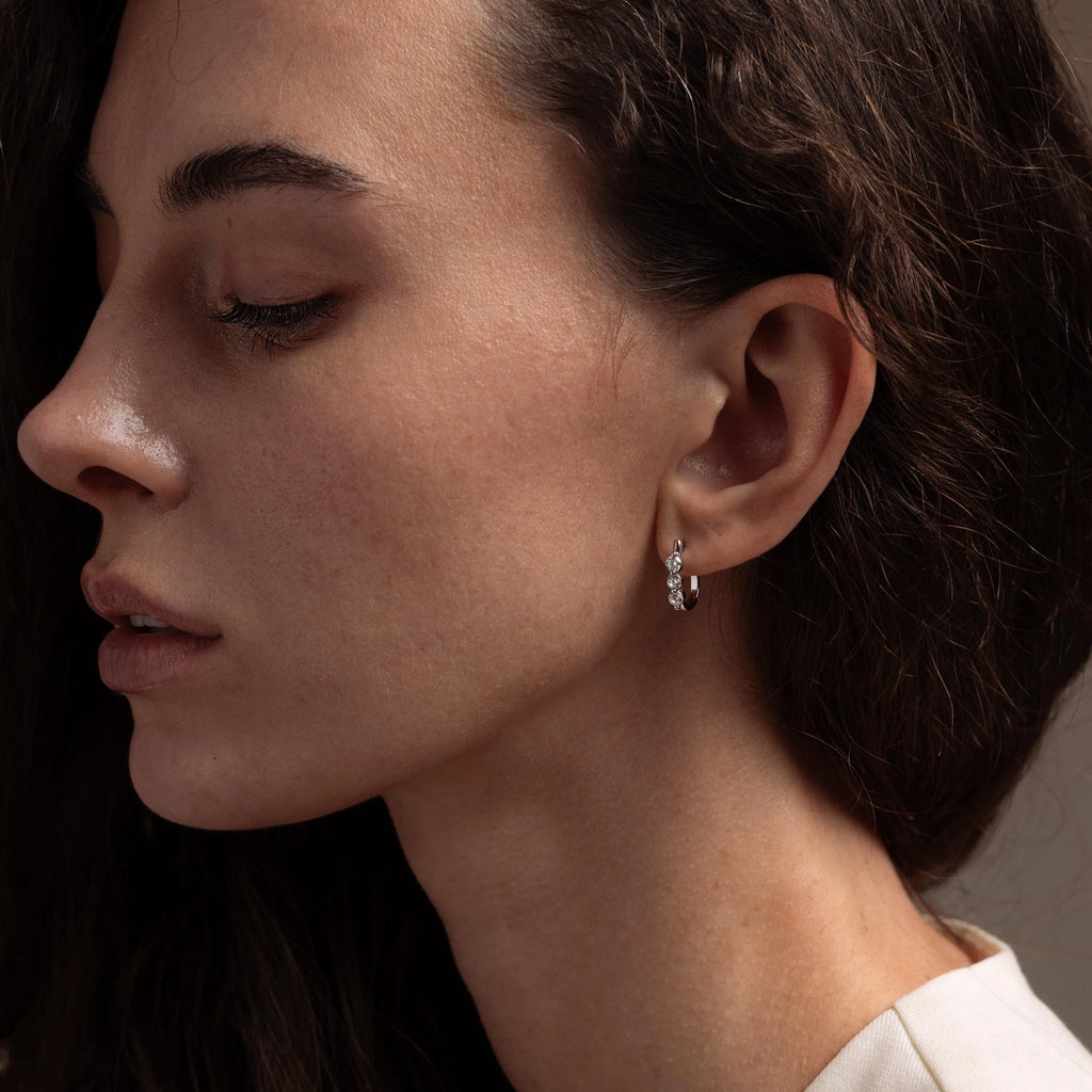 Lace Diamond Hoops Silver 18K Gold Plated