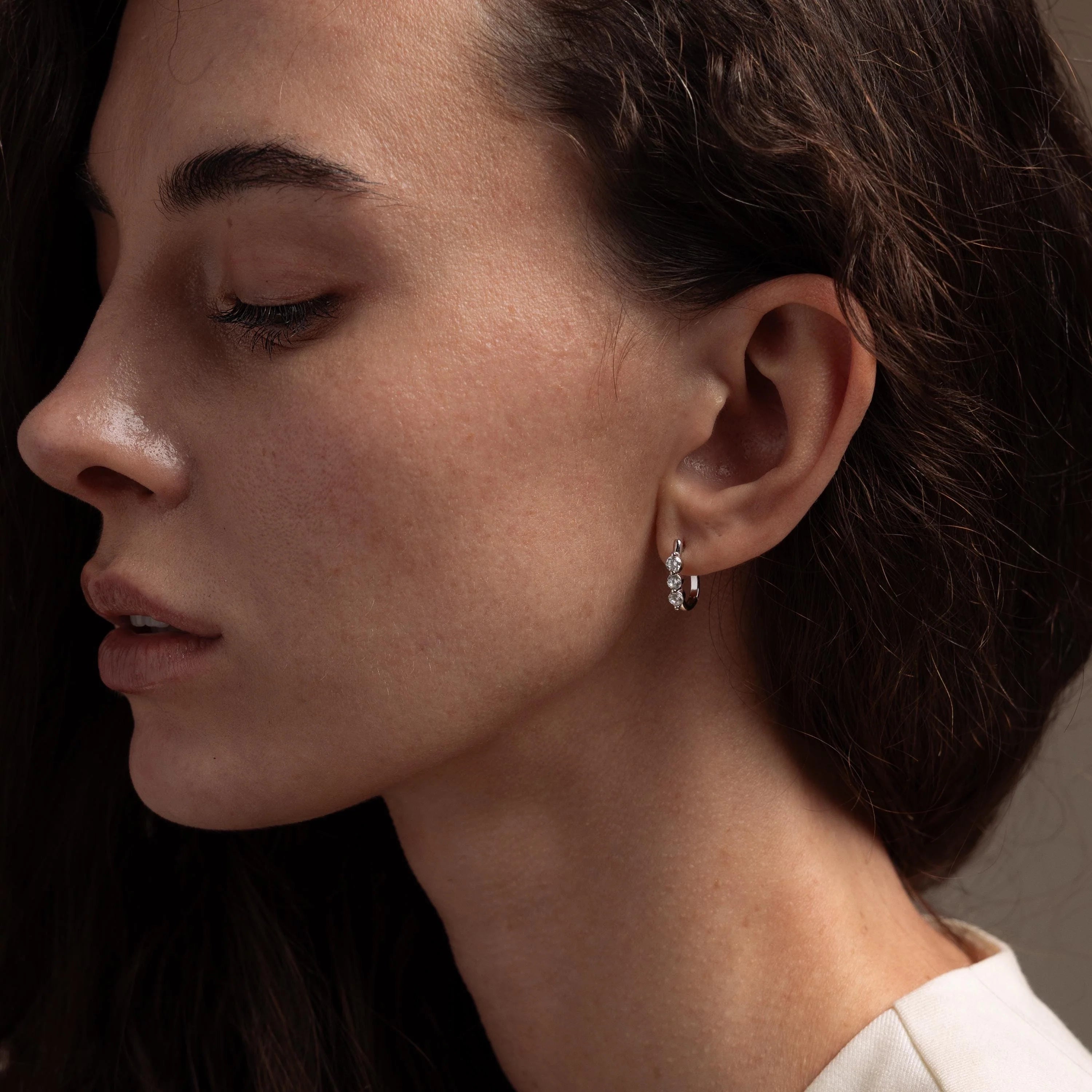 Lace Diamond Hoops Silver 18K Gold Plated