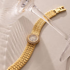 Diamonds Pave Scalloped Timepiece Silver 18K Gold Plated