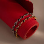 Diamond Garnet Heart Tennis Bracelet Silver 18K Gold Plated