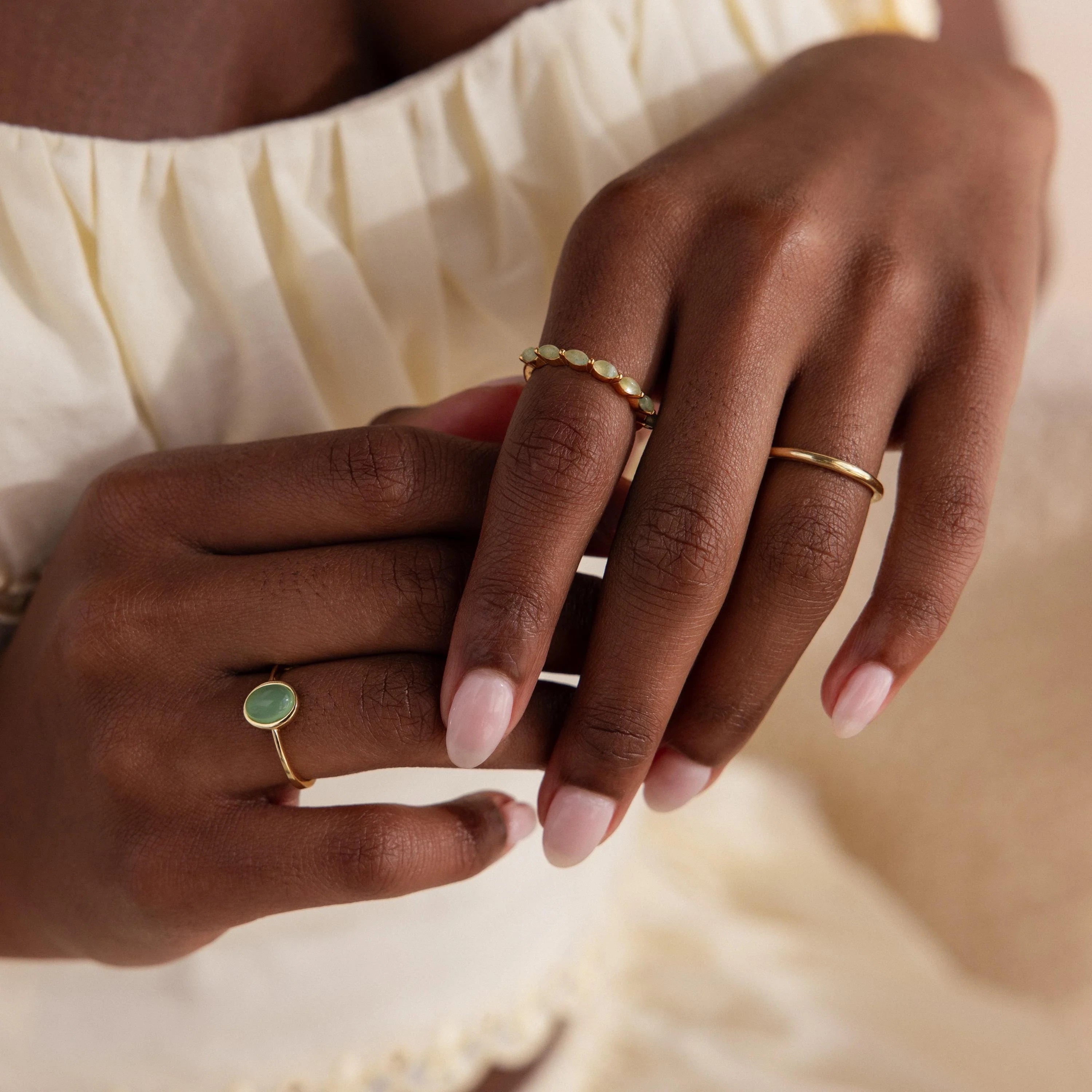 Marquise Jade Ring Silver 18K Gold Plated