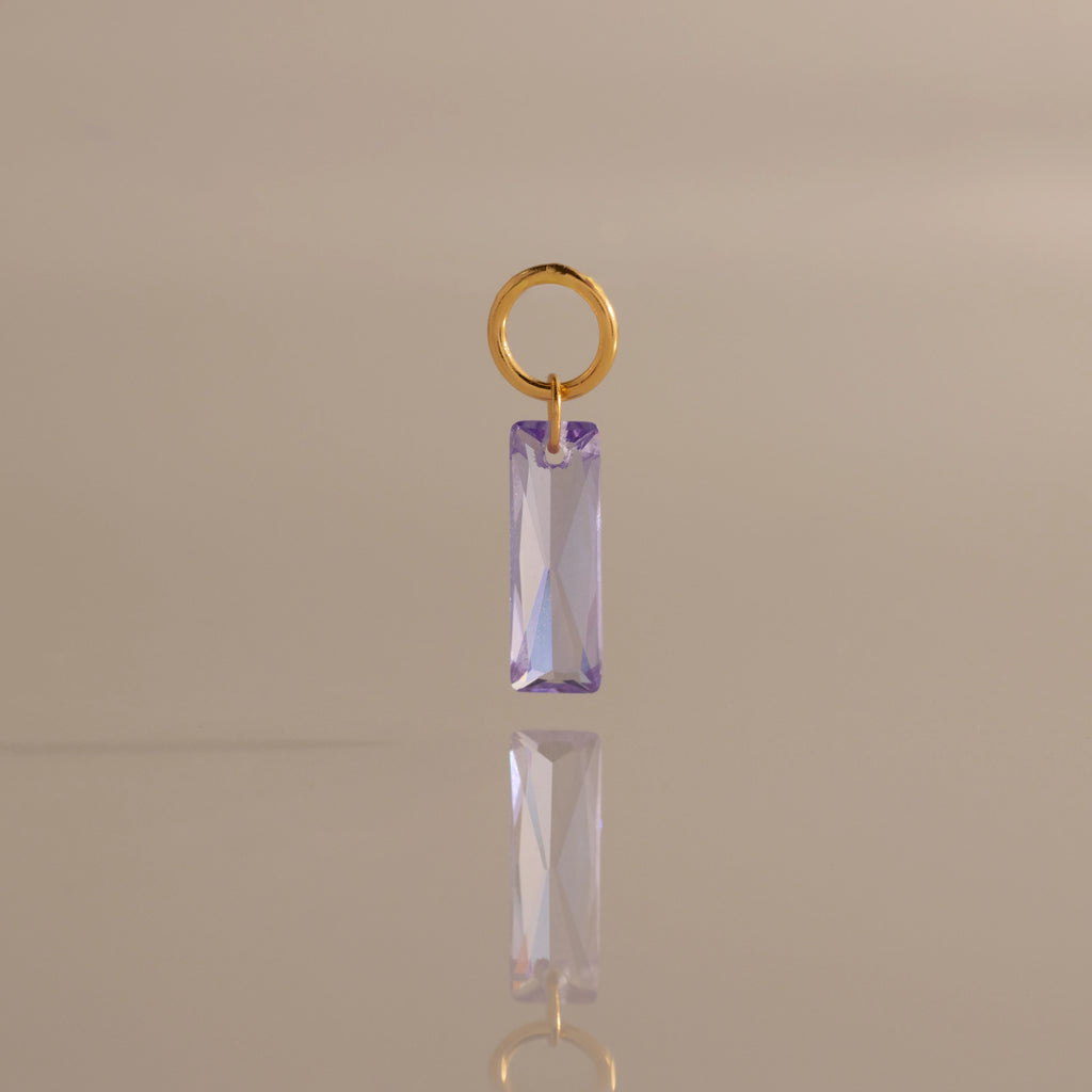Skinny Baguette Alexandrite Charm Silver 18K Gold Plated
