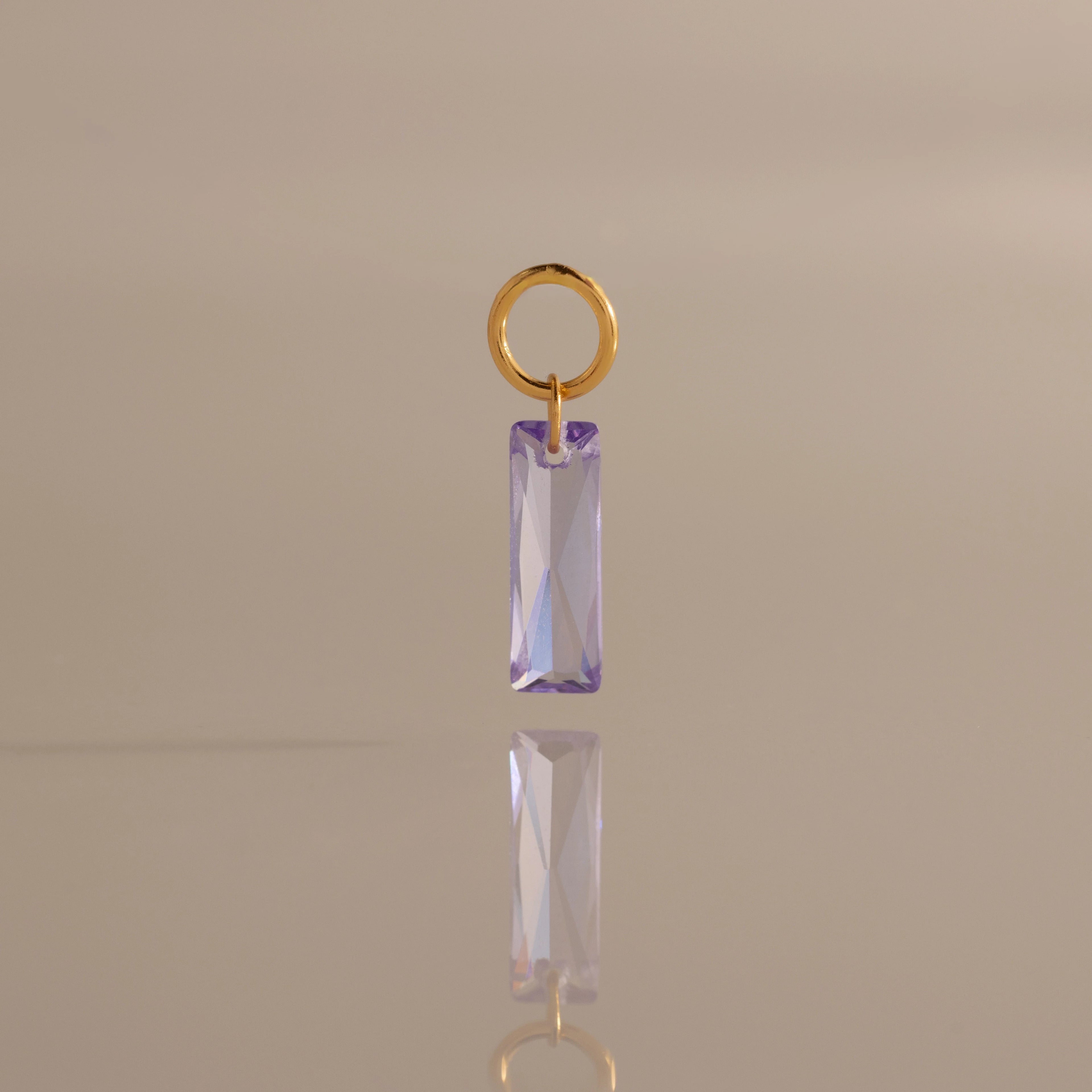 Skinny Baguette Alexandrite Charm Silver 18K Gold Plated