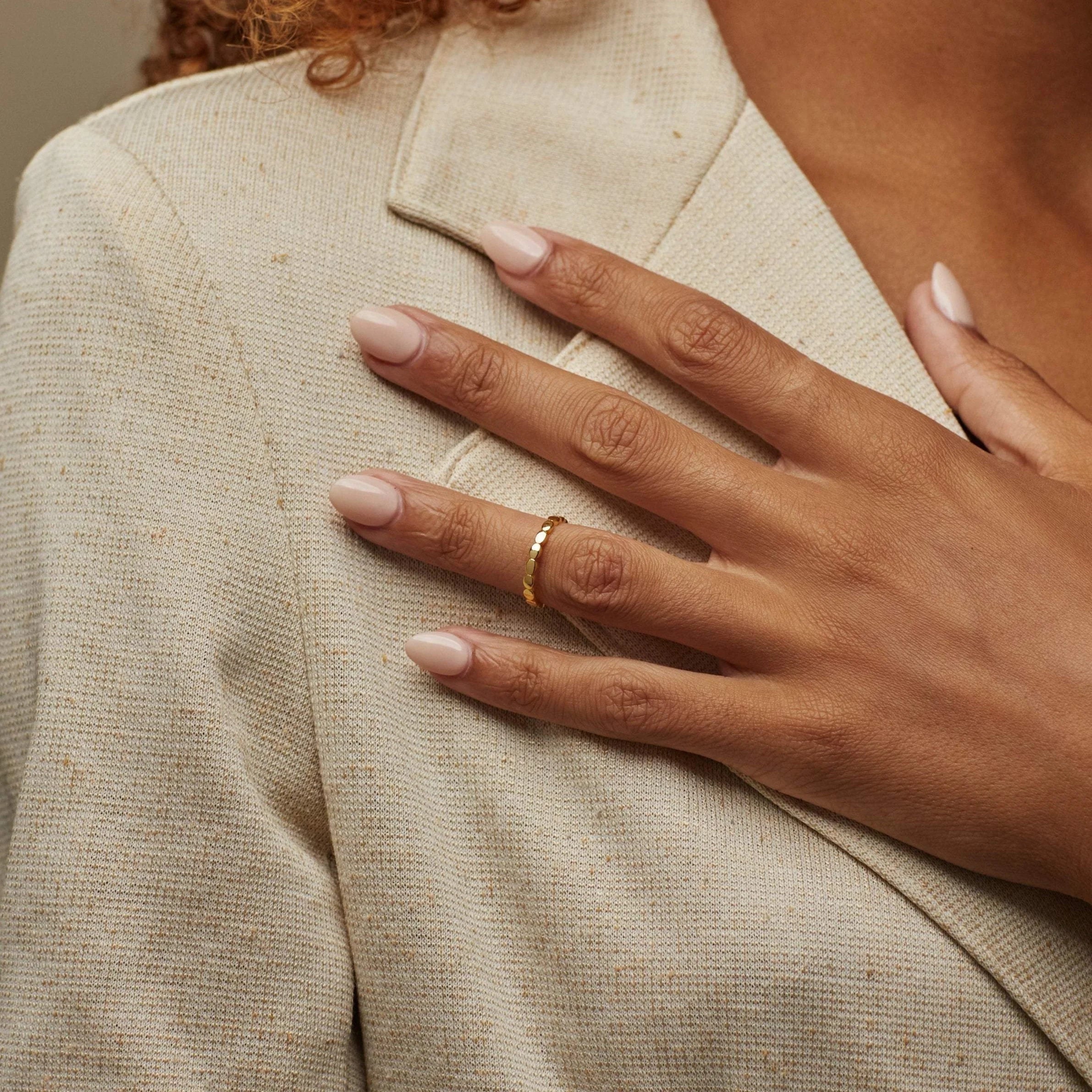 Beaded Ring Silver 18K Gold Plated