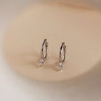 Pear Diamond Drop Hoops Silver 18K Gold Plated