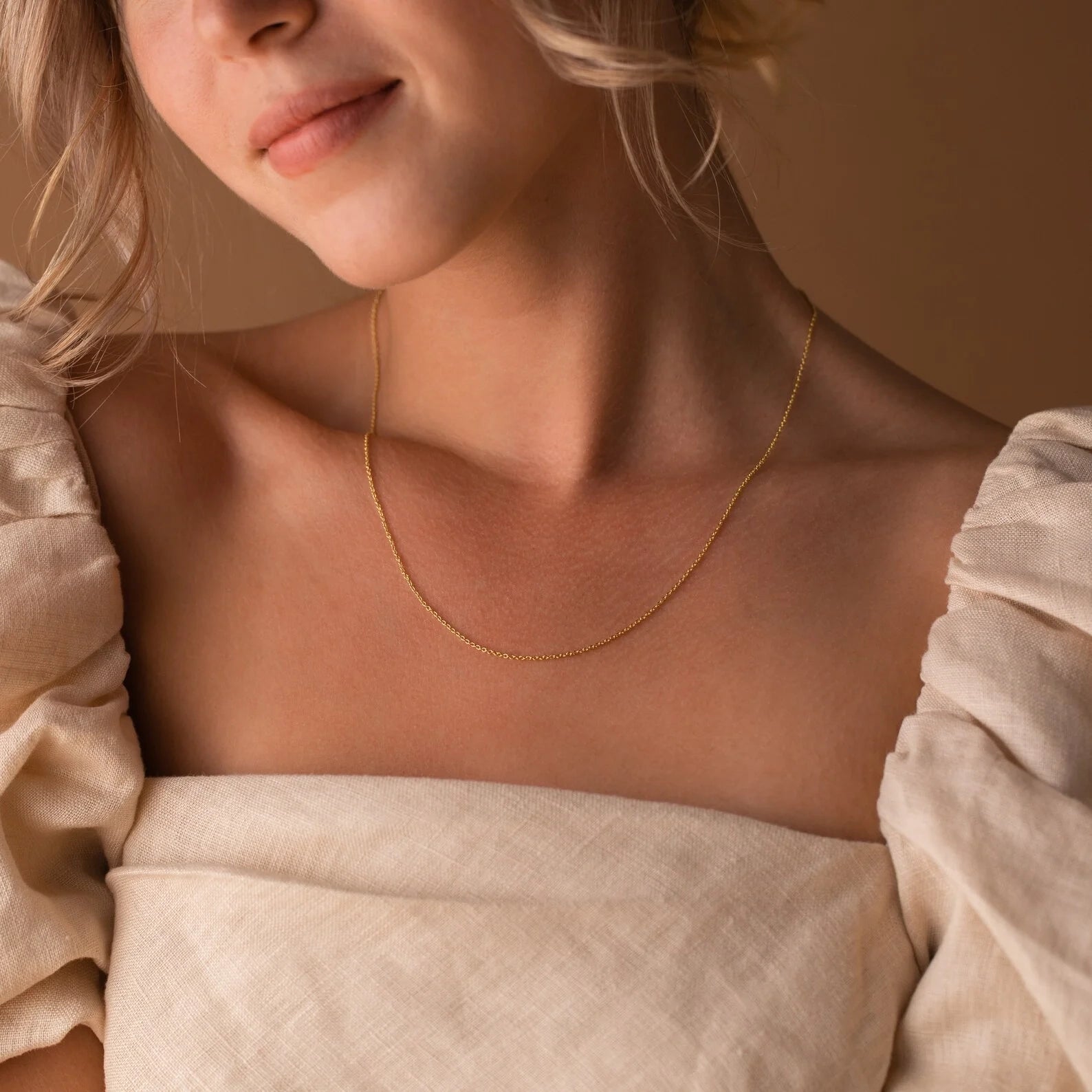 Dainty Chain Necklace Silver 18K Gold Plated