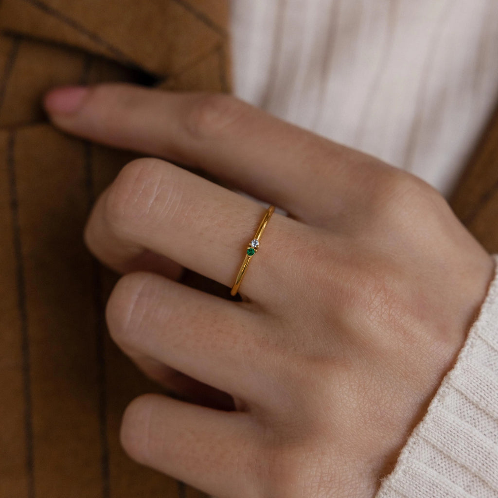 Mini Toi et Moi Birthstone Ring Silver 18K Gold Plated