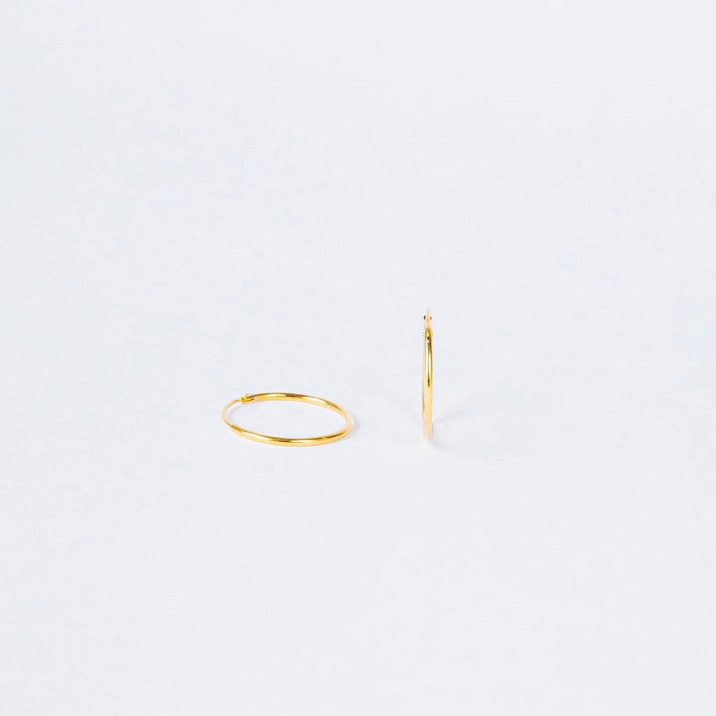 Thin Hoop Earrings Silver 18K Gold Plated