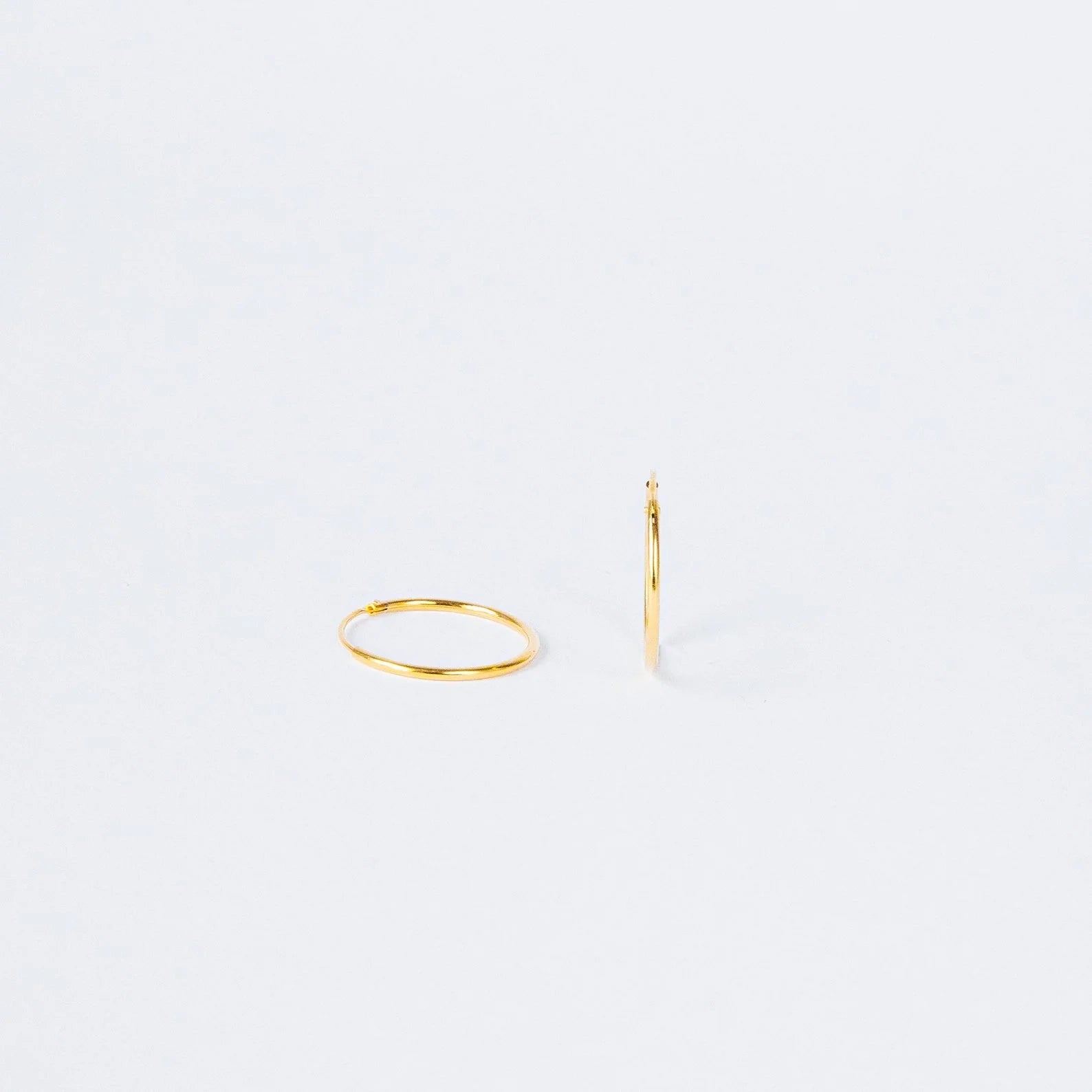 Thin Hoop Earrings Silver 18K Gold Plated
