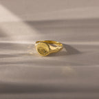 North Star Birthstone Signet Ring Silver 18K Gold Plated