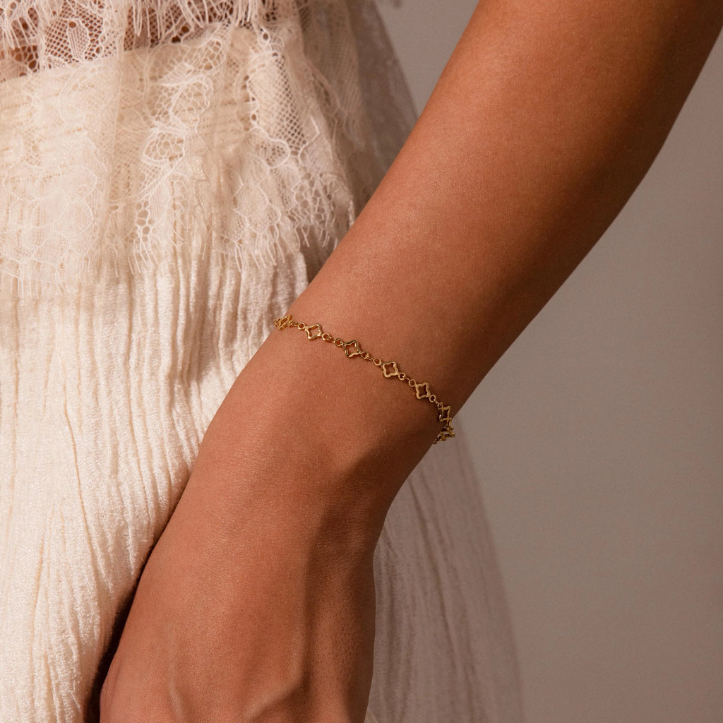 Clover Station Bracelet Silver 18K Gold Plated