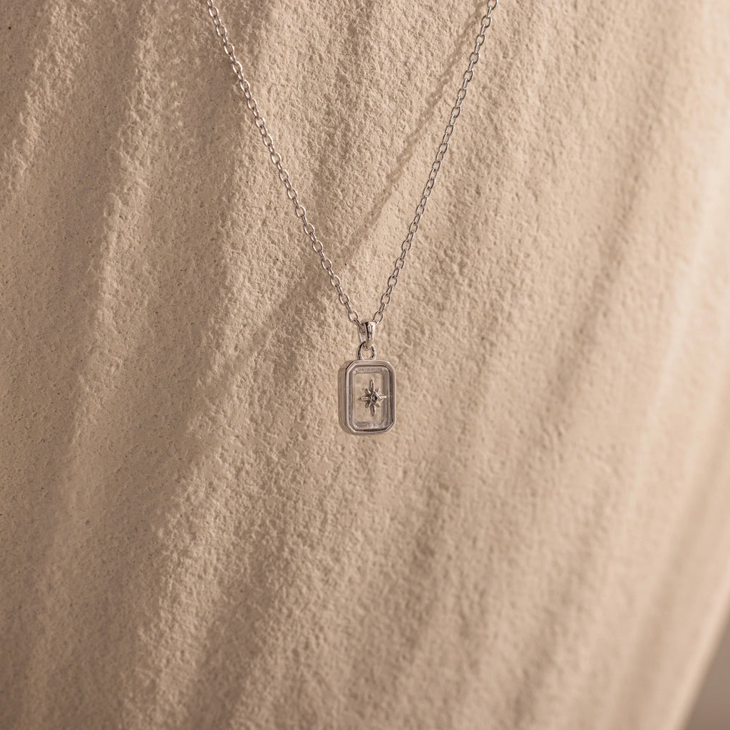 North Star Diamond Necklace Silver 18K Gold Plated